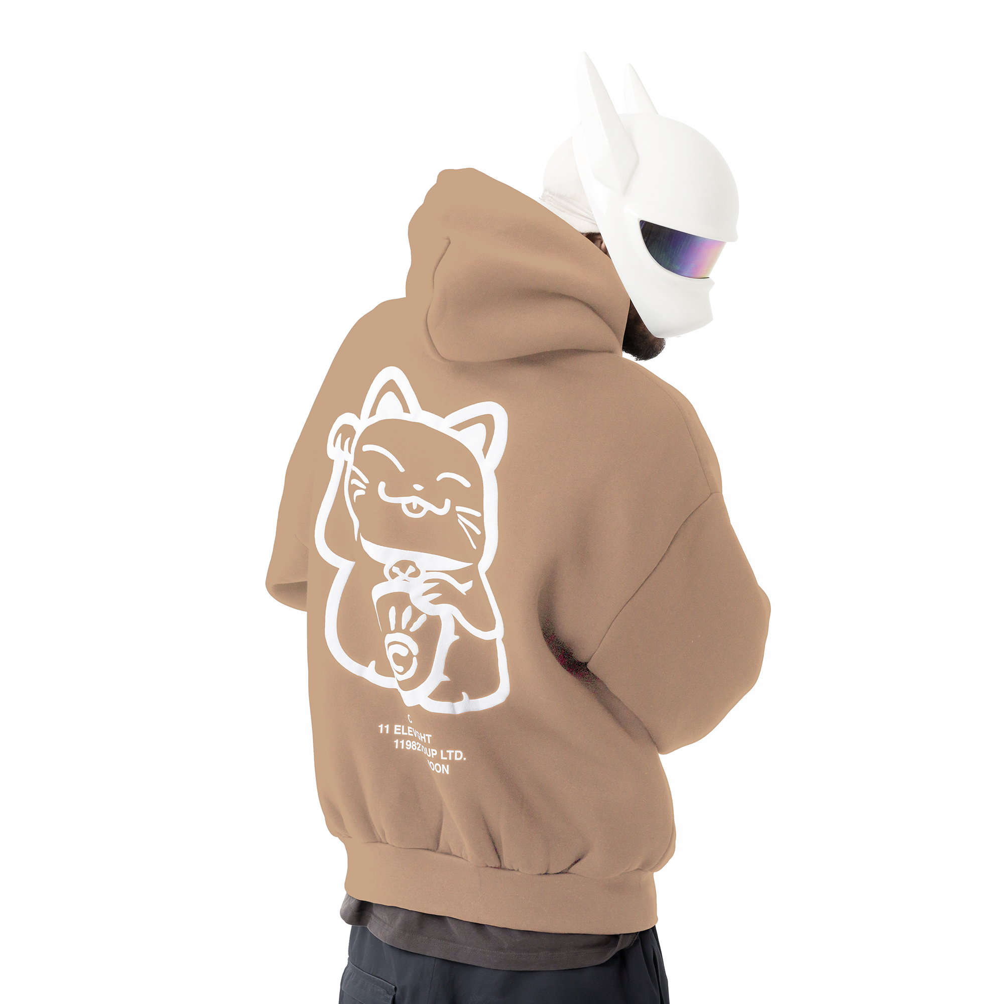 Brauner Hoodie aus der CRO Merch Collection Lucky Cat